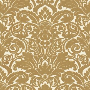 Bricoflor Ornament Tapete in Weiß Gold Neobarock Wandtapete mit Samt Muster auf Vinyl Barock Vliestapete mit Flock Design Ideal für Wohnzimmer