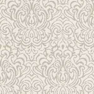 Bricoflor Barock Textiltapete in Creme Grau Elegante Tapete mit Ornament Muster für Esszimmer und Schlafzimmer Textil Vliestapete mit Ornamenten