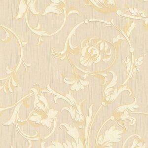 Bricoflor Florale Tapete in Creme Weiß Helle Textiltapete mit Blumen Ranken Elegant Textil Vliestapete mit Ornament Muster für Schlaf und Esszimmer