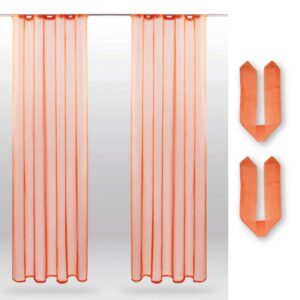 Bestlivings Dekoschal Noella mit Universalband 2er Pack 140 cm x 245 cm Inkl. Raffhalter Orange