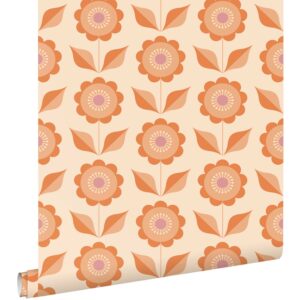 ESTAhome Tapete Blumen Orange 50 x 900 cm 130977