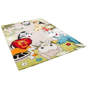 Pergamon Kinder Teppich Faro Safari Bunt Tiere Bunt 140x200cm