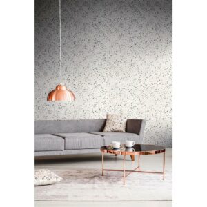 Livingwalls Tapete Terrazzo-Motiv Weiß Schwarz und Silber 53 cm x 10