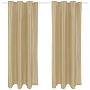 Arsvita 2er Pack Gardine Blickdicht Alessia mit Universalband 140 cm x 245 cm Taupe Hell