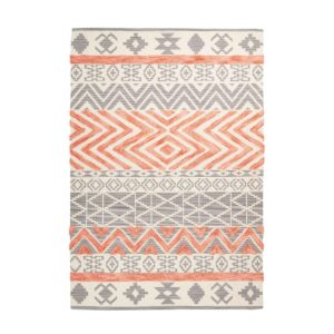 MeGusta Kurzflor Teppich EthnoDesign Grau Apricot 3DDesign 120 x 170 cm