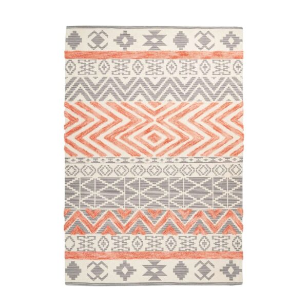 MeGusta Kurzflor Teppich EthnoDesign Grau Apricot 3DDesign 120 x 170 cm