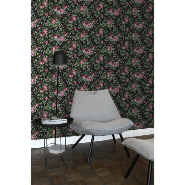 Origin Wallcoverings Tapete Rosen Schwarz und Rosa 53 cm x 10