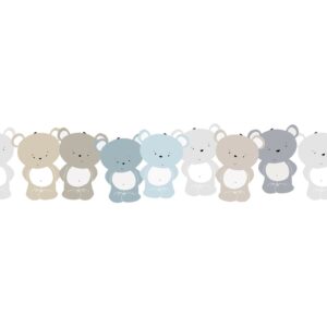 Bricoflor Teddy Bär Tapete für Babyzimmer Selbstklebende Bordüre in Pastellfarben für Kinderzimmer Tapetenbordüre Ideal für Baby Jungenzimmer