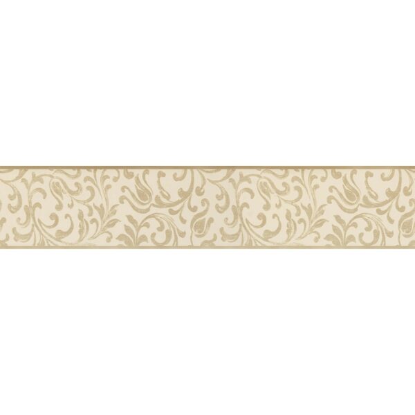 Bricoflor Mediterrane Tapeten Bordüre in Beige Gold Ornament Tapetenbordüre  Selbstklebend Breite Tapetenborte im Barock Stil für Küche und Esszimmer