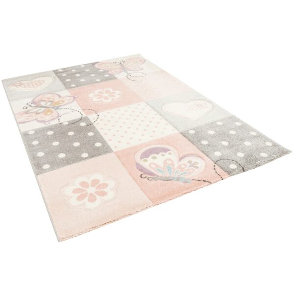 Pergamon Kinder Teppich Maui Kids Karo Herzen Rosa 160x230cm