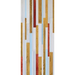 Sanders & Sanders Poster Holzoptik Beige Rot und Blau 90 x 202 cm 600841