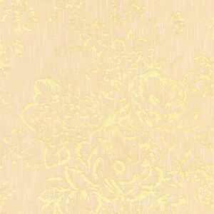 Bricoflor Textil Tapete mit Metallic Effekt Vlies Blumentapete in Gold Gelb für Wohnzimmer und Esszimmer Elegante Textiltapete mit Blumen Edel