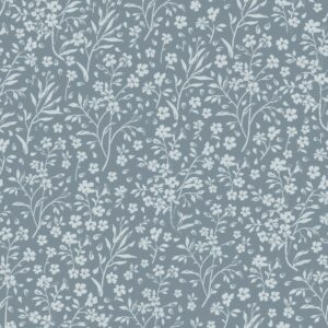 ESTAhome Tapete Blumen Graublau 50 x 900 cm 139885