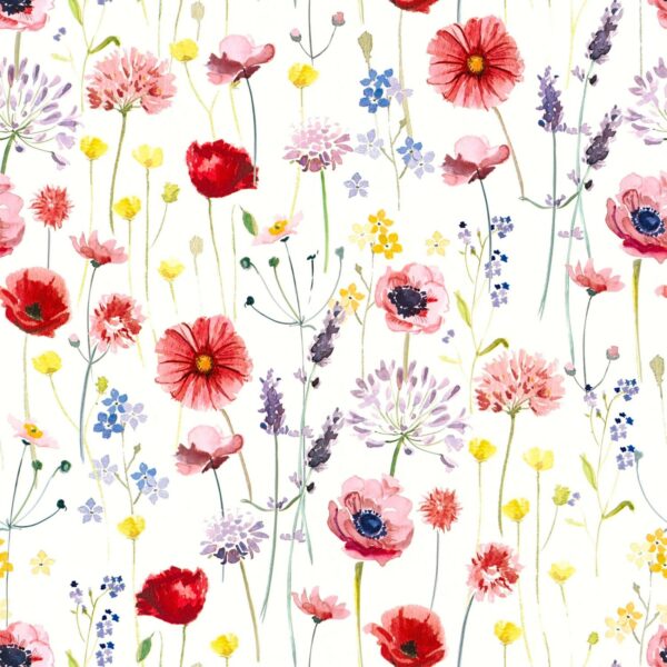 Bricoflor Sommer Tapete Bunt Papier Blumentapete in Aquarell Optik für Wohnzimmer Bunte Papiertapete mit Blumen in Wasserfarben Design