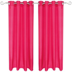 Arsvita 2er Pack Gardine Blickdicht Alessia mit Ösen 140 cm x 145 cm Pink