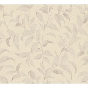 Bricoflor Mediterrane Tapete mit Blätter Ranken Florale Vliestapete mit Muster in Beige Ideal für Küche und Flur