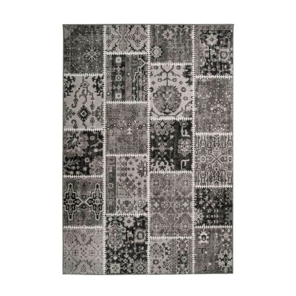 MeGusta Kurzflor Teppich PatchworkDesign Grau 120x170 cm Marcela