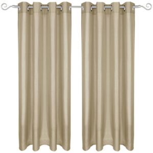 Arsvita 2er Pack Gardine Blickdicht Alessia mit Ösen 140 cm x 245 cm Taupe Hell