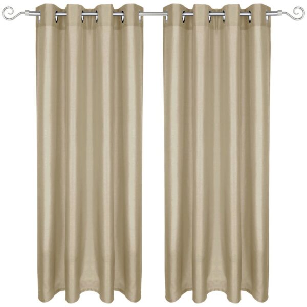 Arsvita 2er Pack Gardine Blickdicht Alessia mit Ösen 140 cm x 245 cm Taupe Hell