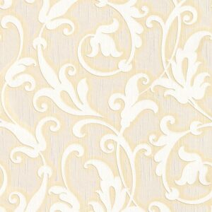 Bricoflor Vlies Textiltapete in Creme Weiß Elegante Tapete mit Ornament Floral für Schlafzimmer und Esszimmer Helle Textil Vliestapete mit Ranken