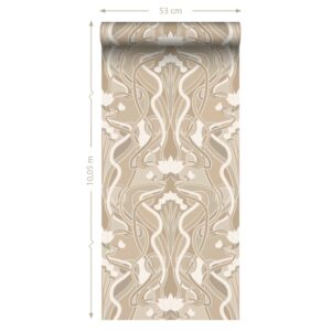 ESTAhome Tapete Blumenmuster Im Jugendstil Sandbeige 50 x 900 cm 139896