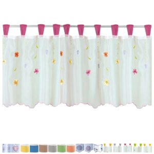 Arsvita Bistrogardine mit Schlaufen 150 cm x 45 cm Pink Blumen