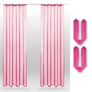 Bestlivings Dekoschal Noella mit Universalband 2er Pack 140 cm x 245 cm Inkl. Raffhalter Pink