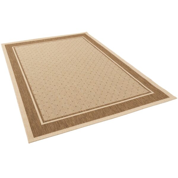 Pergamon Modern Flachgewebe Ruggy Karo Bordüre Beige 160x230cm