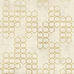 Bricoflor Metallic Tapete mit Wabenmuster Hexagon Vliestapete in Creme Gold für Schlaf und Wohnzimmer Geometrische Wandtapete mit Sechseck Design