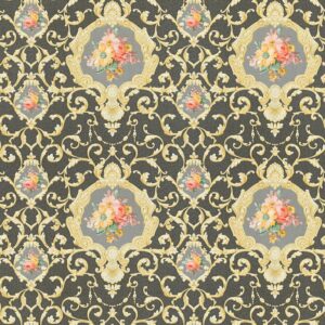 Tadessi Tapete Barock Raffaele M1 No 2484 Vliestapete Gold Schwarz Ornament Blumen