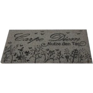 Bestlivings Kokos Fußmatte Grau 25 x 50 cm Carpe Diem