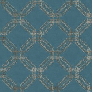 Bricoflor Art Deco Tapete in Blau Gold Retro Vliestapete Geometrisch für Wohnzimmer und Esszimmer Vlies Mustertapete mit Geometrie Design