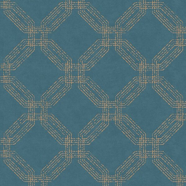 Bricoflor Art Deco Tapete in Blau Gold Retro Vliestapete Geometrisch für Wohnzimmer und Esszimmer Vlies Mustertapete mit Geometrie Design