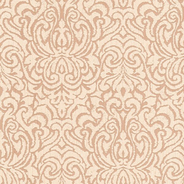 Bricoflor Barock Tapete Beige Textil Vliestapete mit Ornament Elegant für Esszimmer und Wohnzimmer Edle Vlies Textiltapete in Terracotta