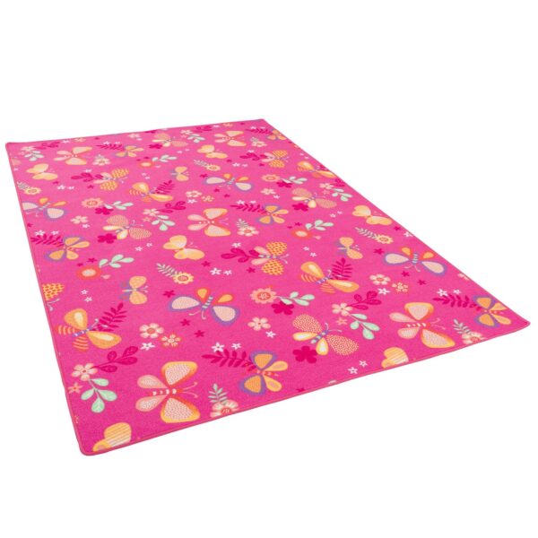 Snapstyle Kinder Spiel Teppich Schmetterling Pink 160x160cm