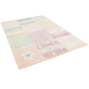 Pergamon Kinder Teppich Maui Kids Karo Stars Rosa 160x230cm