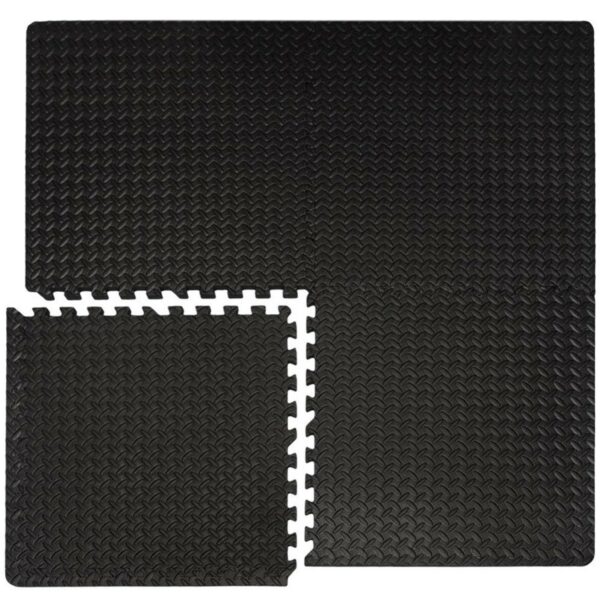 eyepower Bodenschutzmatten 63 x 63 x 1 cm 4er Set mit Rand Schwarz