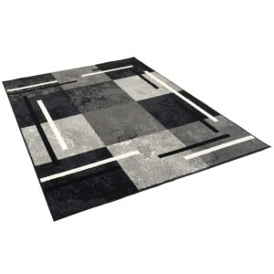 Pergamon Teppich Modern Trendline Karo Schwarz 185x270cm