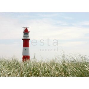 ESTAhome Fototapete Leuchtturm Rot Weiß und Grün 372 x 270 cm 156432