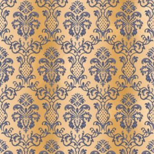 Bricoflor Neobarock Tapete Gold Blau Grau Wohnzimmer und Esszimmer Vliestapete mit Ornamenten Goldene Barock Wandtapete mit Vinyl