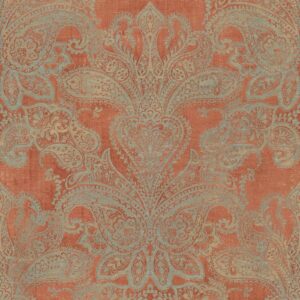 Bricoflor Orientalische Tapete mit Paisley Muster Orange Gold Terracotta Vliestapete mit Ornamenten für Esszimmer und Schlafzimmer