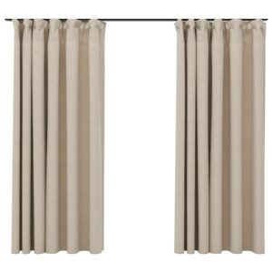 vidaXL Verdunkelungsvorhänge Haken Leinenoptik 2 Stk Beige 140x175 cm