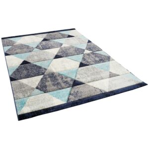 Pergamon Designer Teppich Maui Modern Rauten Grau Blau 120x170cm