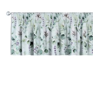 Dekoria Kurzgardine mit Kräuselband aus Stoffkollektion Flowers in Mintgrün-Weiß in 130 x 40 cm