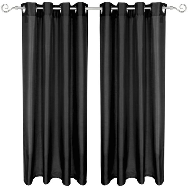 Arsvita 2er Pack Gardine Blickdicht Alessia mit Ösen 140 cm x 175 cm Schwarz