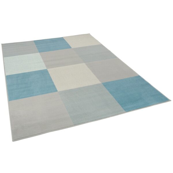 Pergamon Teppich Modern Trendline Karo Blau 140x200cm