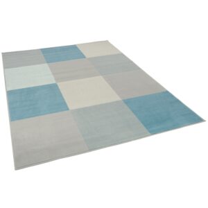 Pergamon Teppich Modern Trendline Karo Blau 185x270cm