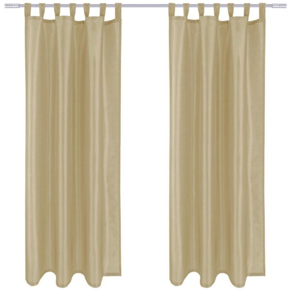 Arsvita 2er Pack Gardine Blickdicht Alessia mit Schlaufen 140 cm x 175 cm Taupe Hell