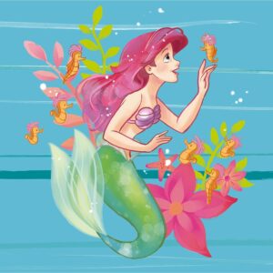 Disney Fototapete Arielle Die Meerjungfrau Blau Rosa und Grün 250 x 250 cm 612093