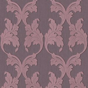 Bricoflor Lila Textiltapete mit Blätter Design Ornament Vliestapete in Violett Ideal für Wohn und Esszimmer Textil Vliestapete mit Blatt Muster Edel